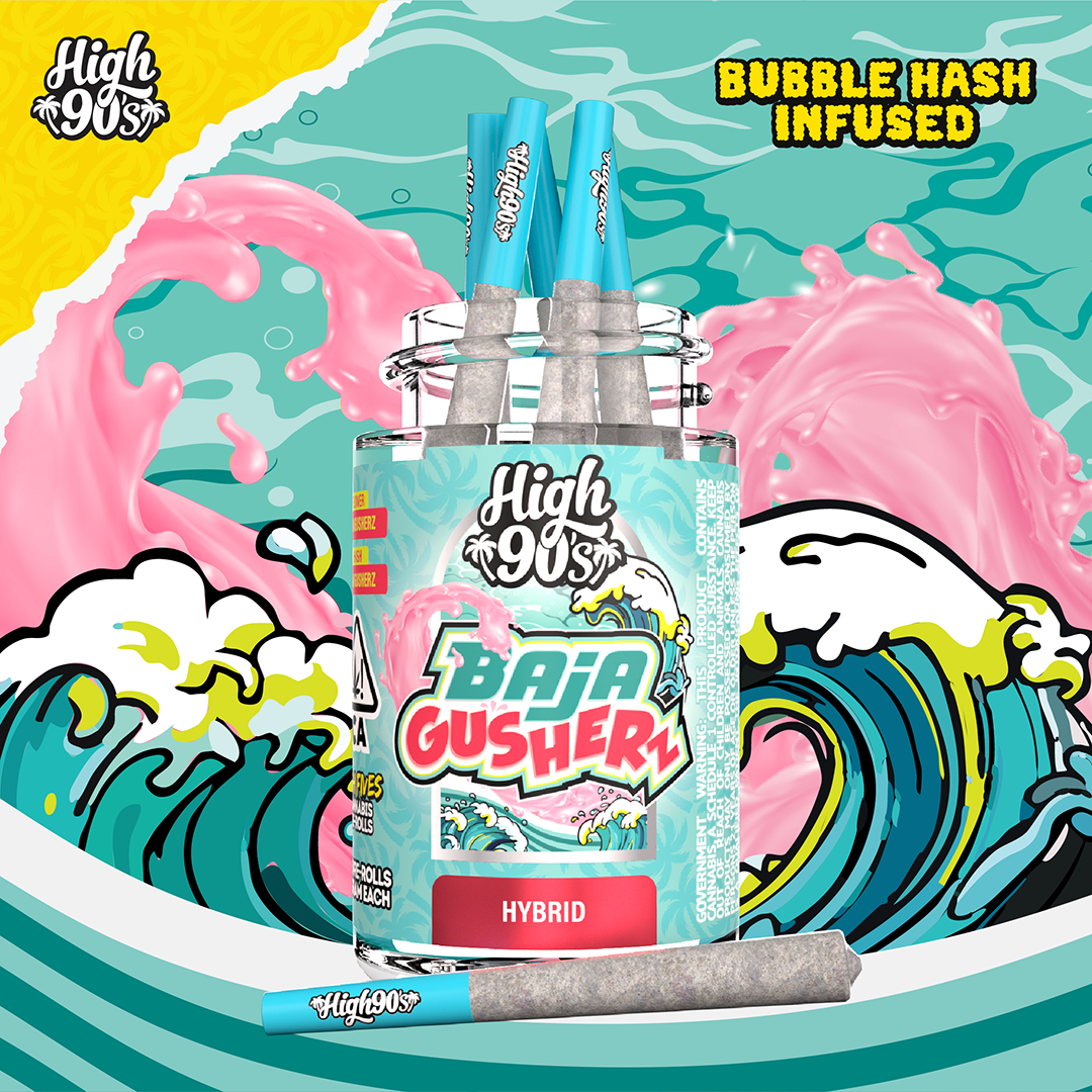 Baja Gushers - 0.5g High Fives Bubble Hash Infused Pre-Rolls 5 Pack