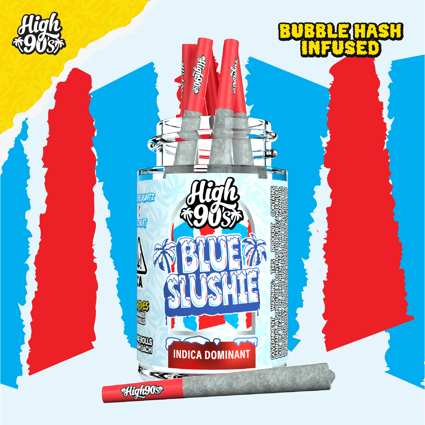 Blue Slushie - 0.5g High Fives Bubble Hash Infused Pre-Rolls 5 Pack