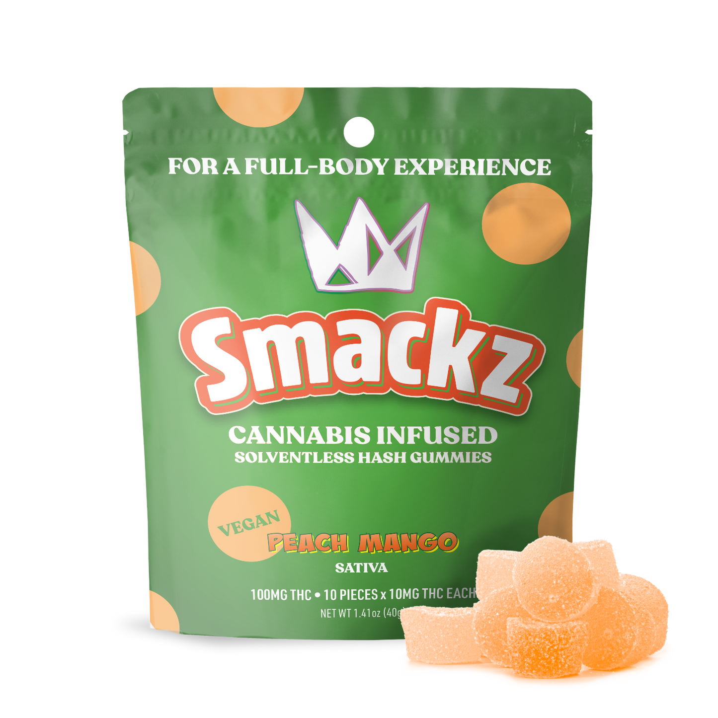 Peach Mango Solventless Hash Gummies 10 pack (100mg) - Sativa