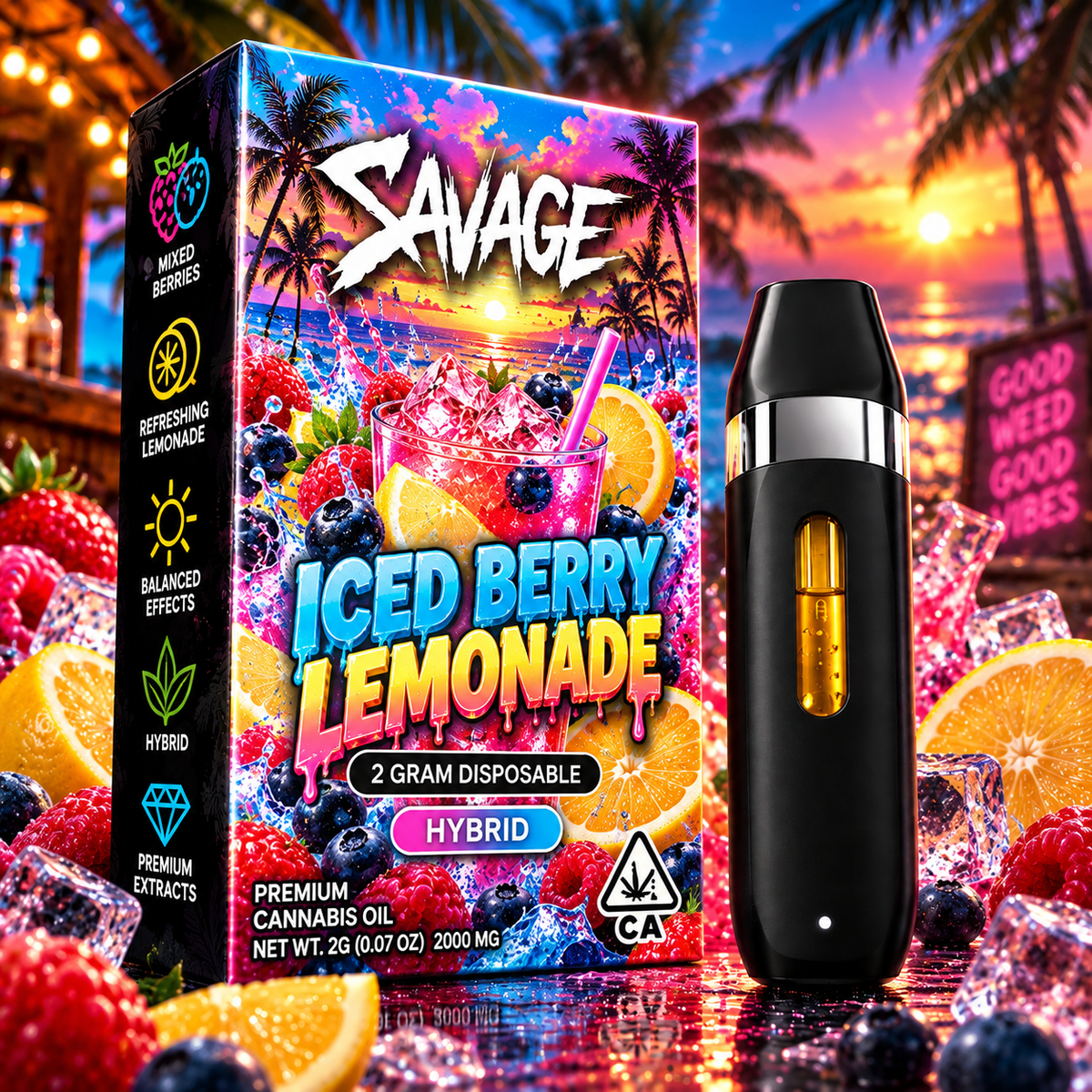 Iced Berry Lemonade 2g Disposable Vape - Hybrid