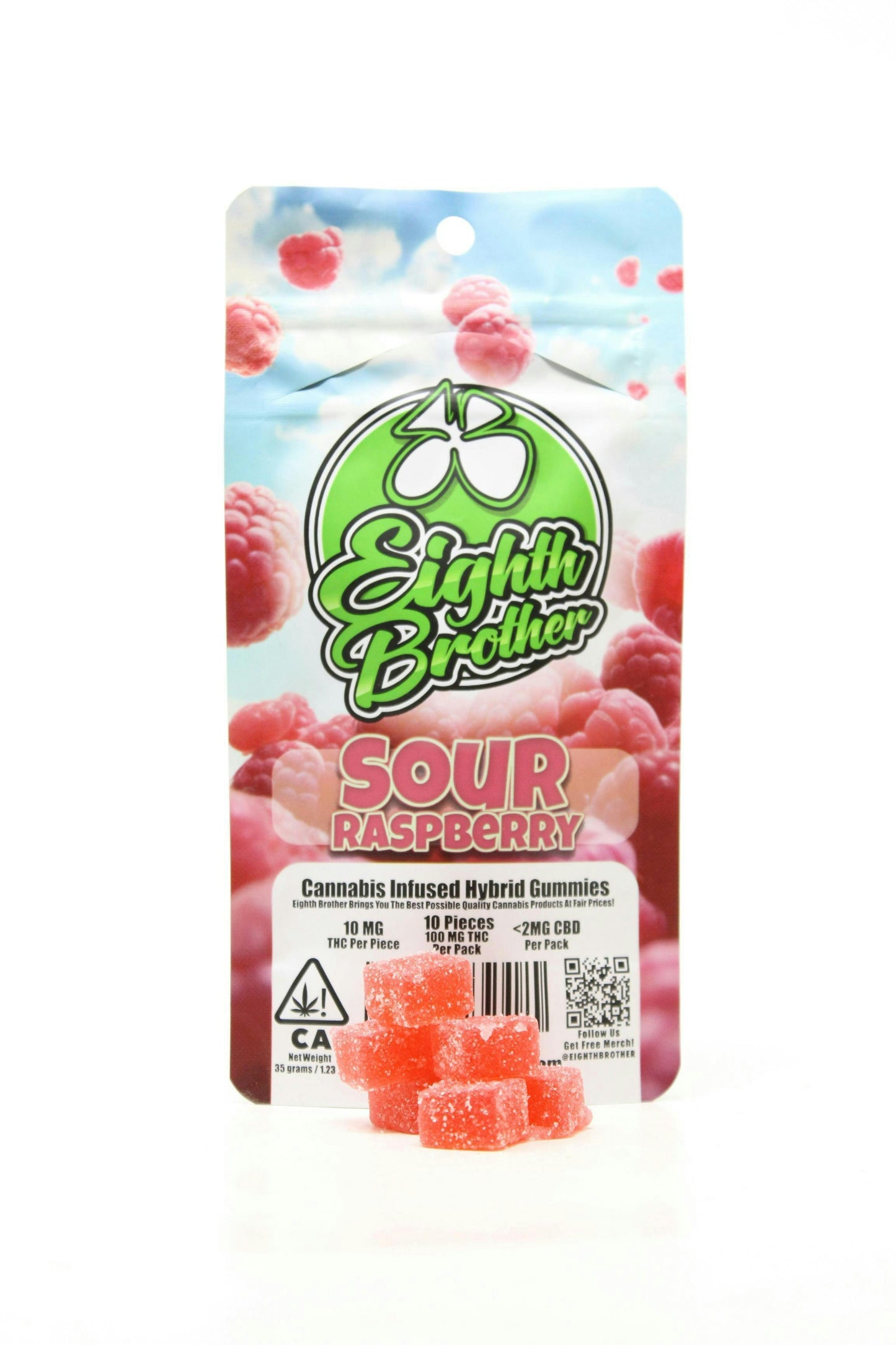 Sour Raspberry Gummies 10 pack (100mg) - Hybrid
