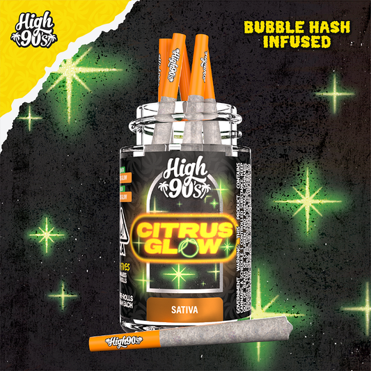 Citrus Glow - 0.5g High Fives Bubble Hash Infused Pre-Rolls 5 Pack