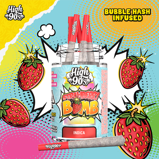 Strawberry Bomb - 0.5g High Fives Bubble Hash Infused Pre-Rolls 5 Pack