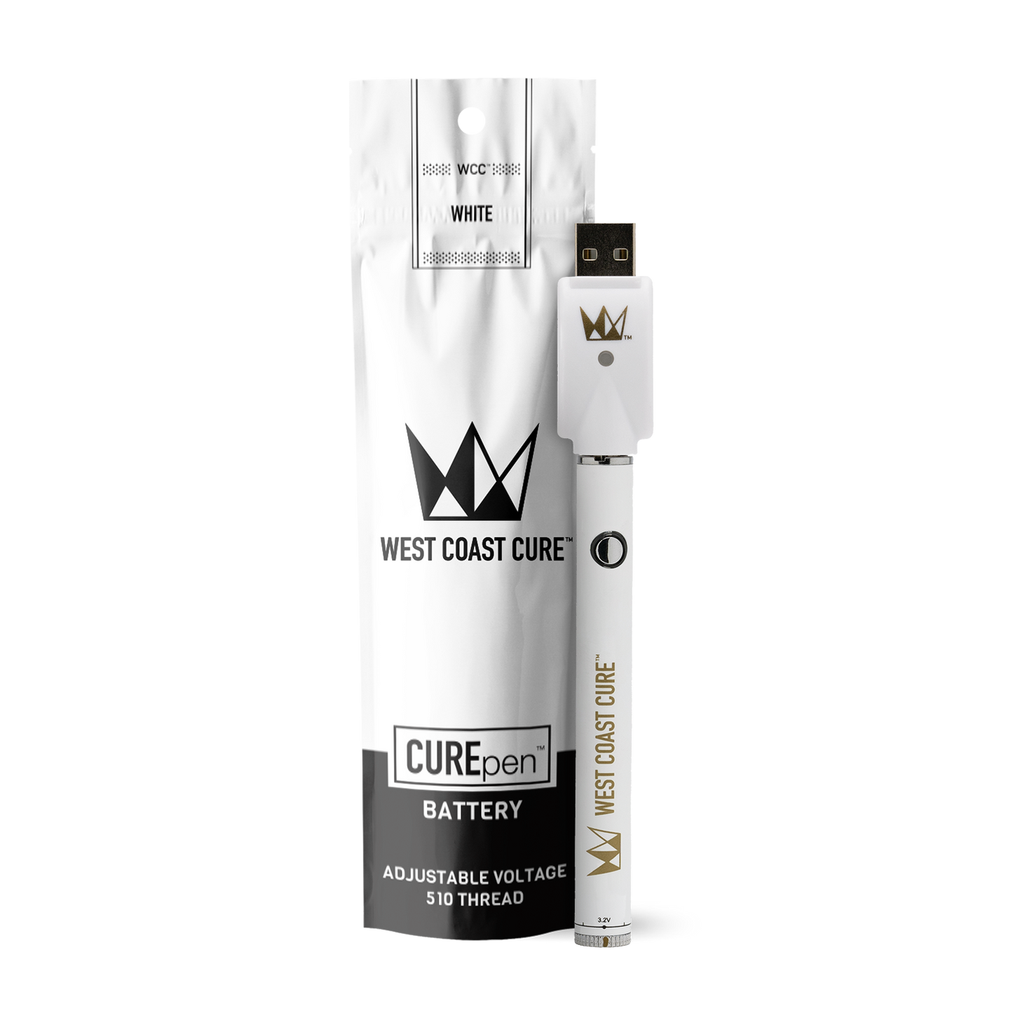 White Battery - 510 Thread Adjustable Voltage