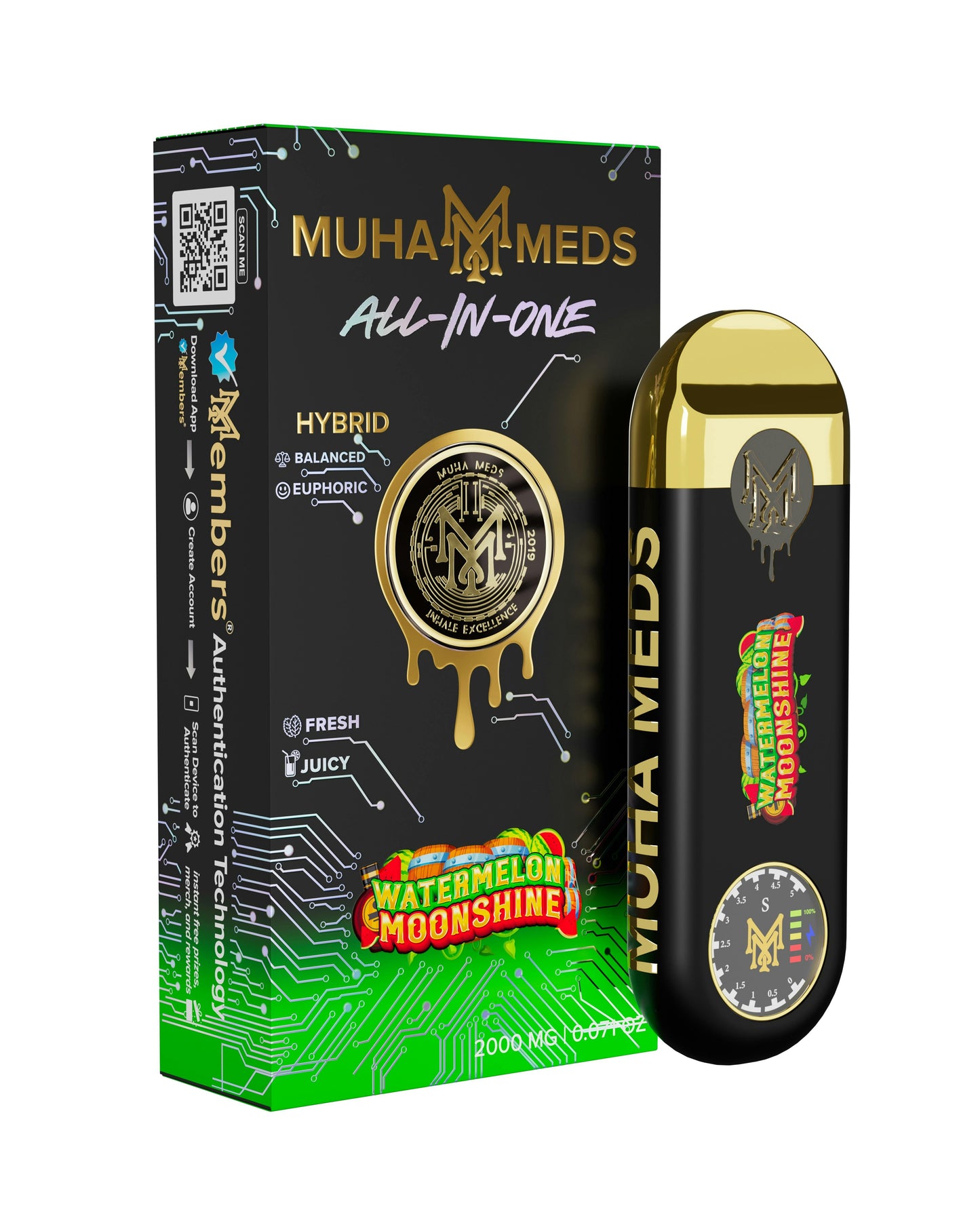 Watermelon Moonshine 2g All-In-One Vape - Hybrid