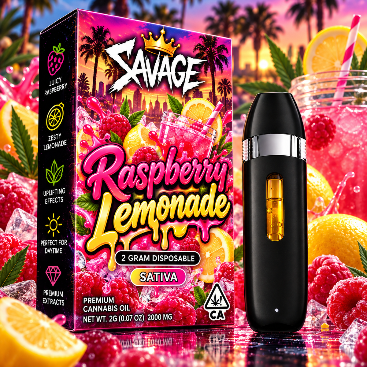 Raspberry Lemonade 2g Disposable Vape - Sativa